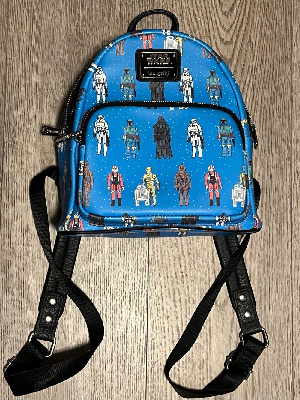 Loungefly Star Wars Blue Character Mini Backpack with Black Straps